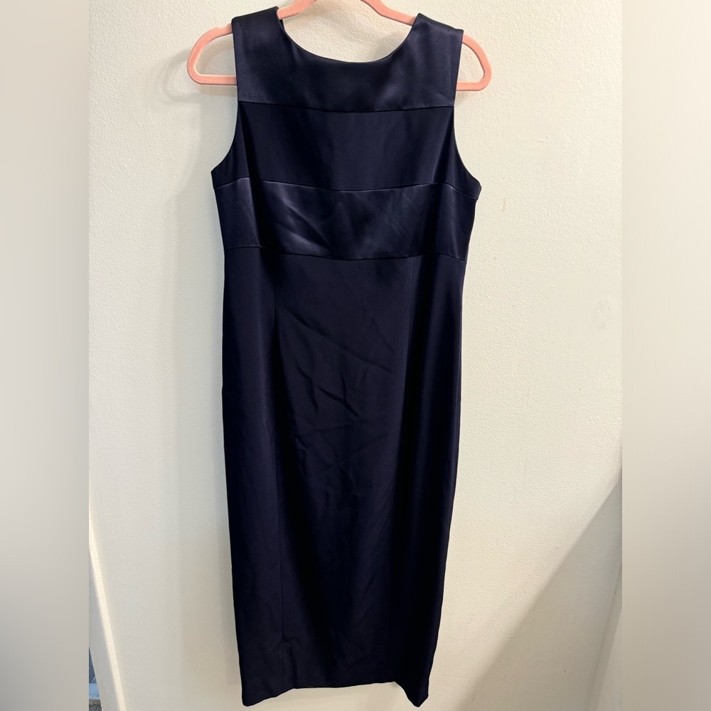 EUC Jones New York Evening dress; midi length; navy; satin & crepe details; 12P